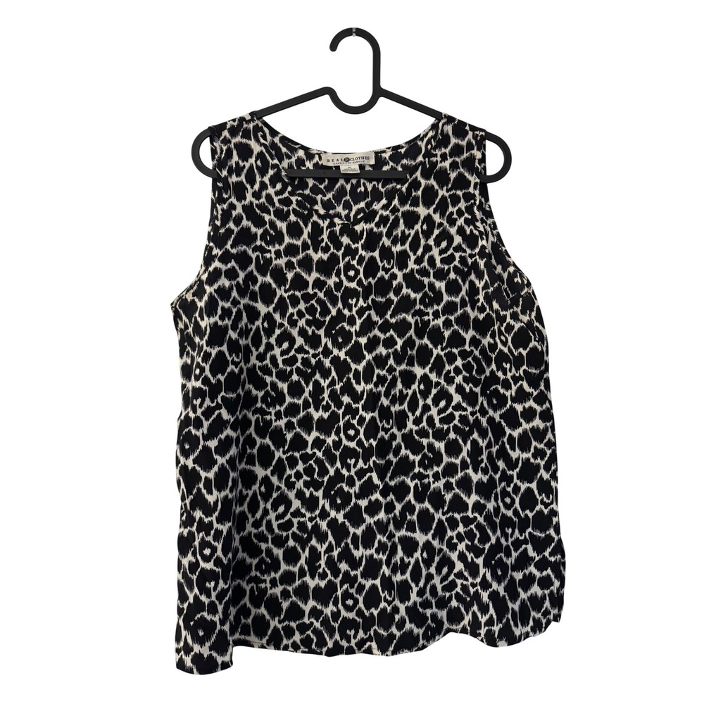 Real Clothes Saks Fifth Avenue Silk Animal Print Tank Top Sleeveless Blouse M